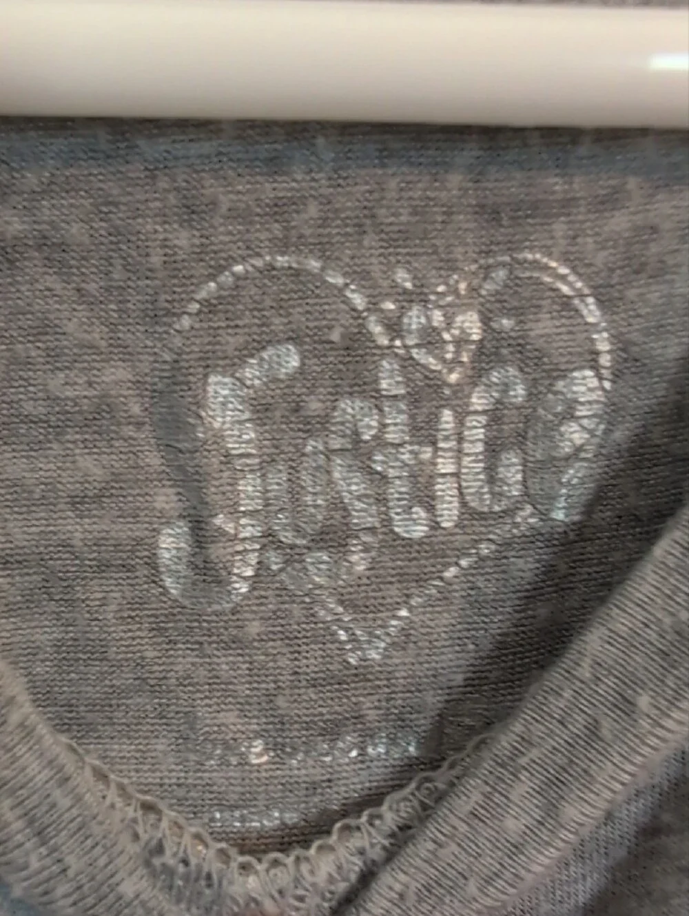 Justice Vintage Gray Long Length Tank Top with Neon Heart